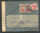 BRAZIL - 1932 - REVOLUTION & CENSORED MAIL: Airmail cover franked with 1920-1940 200rs rose 'Industry' definitive and 1929 500rs purple & 1000rs red brown AIR issue (SG 472/473) tied by CORREIO AEREO RIO DE JANEIRO cds's. Addressed internally to PELOTAS with plain white censor strip with large 'CENSURADA' handstamp in purple.  (BRA/8223)