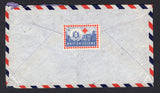 BRITISH GUIANA - 1943 - AIRMAIL & CINDERELLA: Airmail cover franked with 1938 4c black & scarlet and 96c purple GVI issue (SG 310 & 316) tied by AIRMAIL G.P.O. cds's. Addressed to UK with fine illustrated 'Bombed street scene and Nurse' Red Cross CINDERELLA label inscribed 'British Guiana' on reverse.  (BRG/18088)