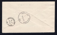 BRITISH GUIANA - 1957 - TRAVELLING POST OFFICES: Cover franked with single 1954 4c violet QE2 issue (SG 334) tied by partial FORT ISLAND cds. Addressed to VREED EN HOOP with fine strike of large BARTICA STEAMER travelling P.O. cds on reverse with VREEDENHOOP arrival cds.  (BRG/18092)