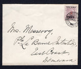 BRITISH GUIANA - 1889 - PROVISIONAL ISSUE: Cover franked with single 1889 2c on 2c black & dull purple 'INLAND REVENUE' overprint issue (SG 192) tied by GEORGETOWN cds dated 31 AUG 1889. Addressed to 'Mrs Messeroy, Pla. La Bonne Intention, East Coast, Demerara' with fair strike of DEMERARA RAILWAY transit cds on reverse. Very fine & scarce.  (BRG/37134)