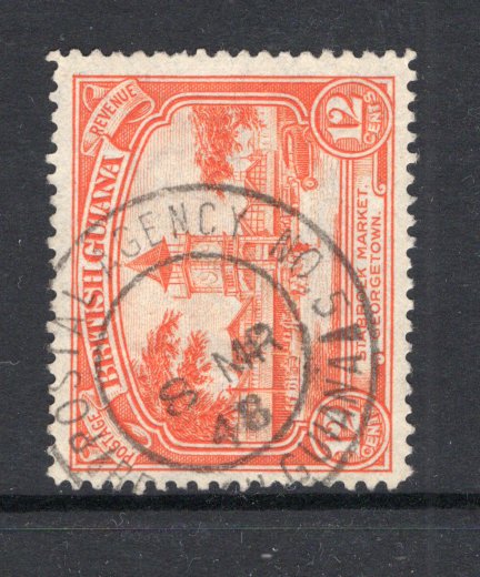 BRITISH GUIANA - 1948 - CANCELLATION: 12c orange GV issue used with good strike of POSTAL AGENCY NO. 5 cds dated 8 MR 1948 located at ENACHU. A scarce cancel. (SG 293)  (BRG/41334)