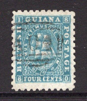 BRITISH GUIANA - 1866 - CLASSIC ISSUES: 4c blue 'Ship' type, perf 10, a fine lightly used copy. Lovely colour. (SG 90)  (BRG/6427)
