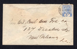 BRITISH HONDURAS - 1900 - POSTAL FISCAL: Cover franked with 1899 5c blue QV issue with 'REVENUE' overprint (SG 66) tied by BELIZE cds dated NOV 2 1900. Addressed to USA with arrival mark on reverse. Scarce issue on cover.  (BRH/23779)