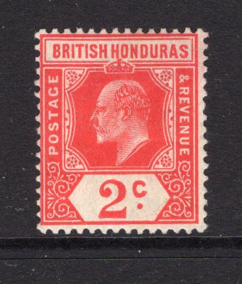 BRITISH HONDURAS - 1908 - EVII ISSUE: 2c carmine EVII issue, a fine mint copy. (SG 96)  (BRH/24973)