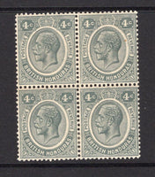 BRITISH HONDURAS - 1922 - MULTIPLE: 4c grey GV issue, a fine mint block of four. (SG 130)  (BRH/34862)