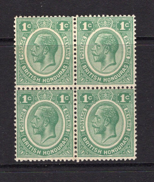 BRITISH HONDURAS - 1922 - MULTIPLE: 1c green GV issue, a fine mint block of four. (SG 126)  (BRH/34864)