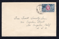 BRITISH HONDURAS - 1940 - CANCELLATION: Cover franked with single 1938 5c mauve & dull blue GVI issue (SG 154) tied by fine COROZAL cds dated 2 OCT 1940. Addressed to USA with BELIZE transit cds on reverse.  (BRH/37139)