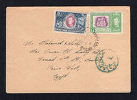 BRITISH HONDURAS - 1948 - DESTINATION: Cover franked with 1938 1c bright magenta & green and 5c mauve & dull blue GVI issue (SG 150 & 154) tied by BELIZE cds dated 10 NOV 1948. Addressed to EGYPT with blue Egyptian censor mark on front and CAIRO arrival cds also in blue on reverse.  (BRH/40577)