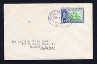 BRITISH HONDURAS - 1949 - CANCELLATION: Cover franked with single 1949 15c emerald & ultramarine GVI issue (SG 171) tied by fine strike of oval DOUBLE HEAD CABBAGE temporary rubber datestamp in purple dated JUN 17 1949. Addressed to UK with BELIZE Transit cds on reverse.  (BRH/41558)