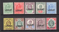 BRITISH LEVANT - 1905 - EVII ISSUE: 'LEVANT' overprint on 'EVII' issue (British Currency) the set of ten fine mint. (SG L1/L10)  (BRL/41107)