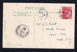 BURMA - 1907 - INDIA USED IN BURMA & CANCELLATION: Coloured PPC 'Ploughing Paddy Fields - Burma' franked on message side with India 1902 1a carmine EVII issue (SG 123) tied by fine SALIN MINDU cds. Addressed to UK with SEA POST OFFICE A transit cds and UK arrival cds all on front.  (BUR/18183)