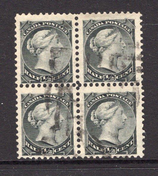 CANADA - 1882 - MULTIPLE: ½c black 'Small Queen' issue, a fine lightly used block of four. (SG 101)  (CAN/11465)