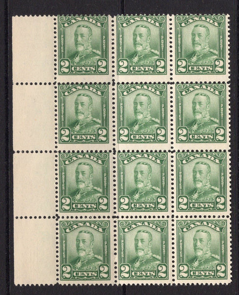 CANADA - 1928 - MULTIPLE: 2c green GV issue a fine unmounted mint side marginal block of twelve. (SG 276)  (CAN/11479)