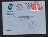 CANADA - 1950 - OFFICIAL MAIL: Headed 'Canadian International Trade Fair O.H.M.S.' airmail cover franked with GVI 1949 3c purple with 'O.H.M.S.' PERFIN and 4c carmine lake with 'O.H.M.S.' overprints (SG O161 & O175) tied by TORONTO machine cancel. Addressed to UK with circular 'T 48 CENTIMES' marking.  (CAN/18438)