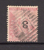 CAPE OF GOOD HOPE - 1880 - PROVISIONAL ISSUE: 3d on 3d pale dull rose with variety OVERPRINT INVERTED, a good used copy. (SG 37a)  (CAP/11511)