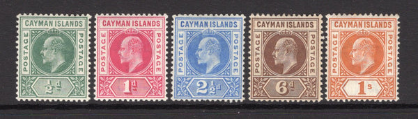 CAYMAN ISLANDS - 1902 - EVII ISSUE: 'EVII' issue watermark 'Crown CA', the set of five fine mint. (SG 3/7)  (CAY/11593)