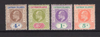 CAYMAN ISLANDS - 1907 - EVII ISSUE: 'EVII' issue the set including the 5/- fine mint. (SG 13/16)  (CAY/25812)