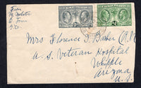 CAYMAN ISLANDS - 1933 - CANCELLATION: Cover franked with 1932 ½d green and 2d grey GV issue (SG 85 & 88) tied by BODDENTOWN GRAND CAYMAN cds dated AP 12 1933. Addressed to USA with GEORGETOWN transit cds on reverse. Scarcer origination.  (CAY/27764)