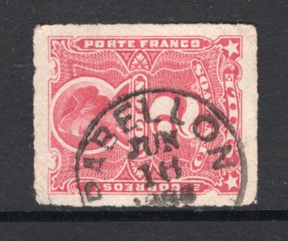CHILE - 1878 - ROULETTE ISSUE & CANCELLATION: 2c pale carmine 'Roulette' issue very fine used with PABELLON cds. (SG 56)  (CHI/1124)