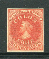 CHILE - 1910 - HAHN REPRINTS: 20c orange red 'Hahn' REPRINT, a fine unused copy.  (CHI/23257)