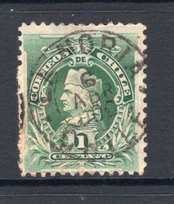 CHILE - 1901 - CANCELLATION: 1c green 'Arias' issue a fine used copy with full strike of LA NORIA cds dated 5 ABR 1906. Noria Postal Agency was a small station on the Northern Chile railway, originally Peruvian until the Pacific War. Scarce cancel. (SG 87)  (CHI/25330)