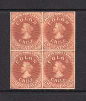 CHILE - 1910 - HAHN REPRINTS: 20c chocolate brown 'Hahn' REPRINT, a fine unused block of four.  (CHI/25776)