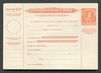 CHILE - 1952 - POSTAL STATIONERY: 4p orange on cream 'Presidente' postal stationery parcel post card on thin stock (H&G N37). A fine unused example.  (CHI/26629)