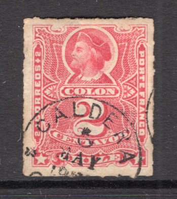CHILE - 1878 - CANCELLATION: 2c pale carmine 'Roulette' issue used with fine strike of CALDERA thimble cds. (SG 56)  (CHI/31749)