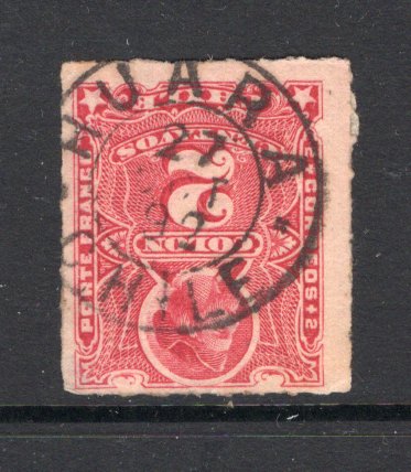 CHILE - 1878 - CANCELLATION: 2c bright carmine 'Roulette' issue used with fine strike of HUARA cds dated 27 OCT 1892. (SG 56a)  (CHI/31771)