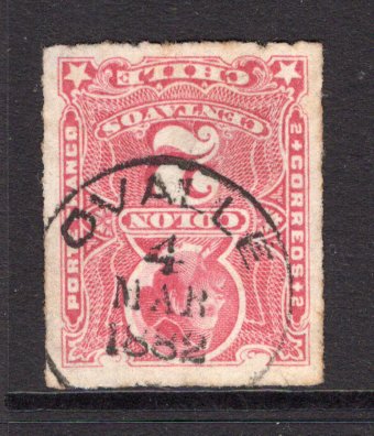 CHILE - 1878 - CANCELLATION: 2c pale carmine 'Roulette' issue used with fine strike of OVALLE thimble cds dated 4 MAR 1882. (SG 56)  (CHI/31794)