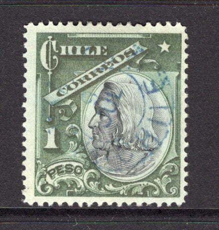 CHILE - 1905 - DEFINITIVE ISSUE: 1p grey & bronze green 'Columbus' issue a fine used copy with blue cds cancel. (SG 114)  (CHI/32445)