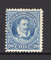 CHILE - 1902 - TELEGRAPH: 20c ultramarine 'Valdivia' TELEGRAPH issue, ABNCo. printing, perf 12. A fine mint copy. Uncommon. (Barefoot #15)  (CHI/32520)