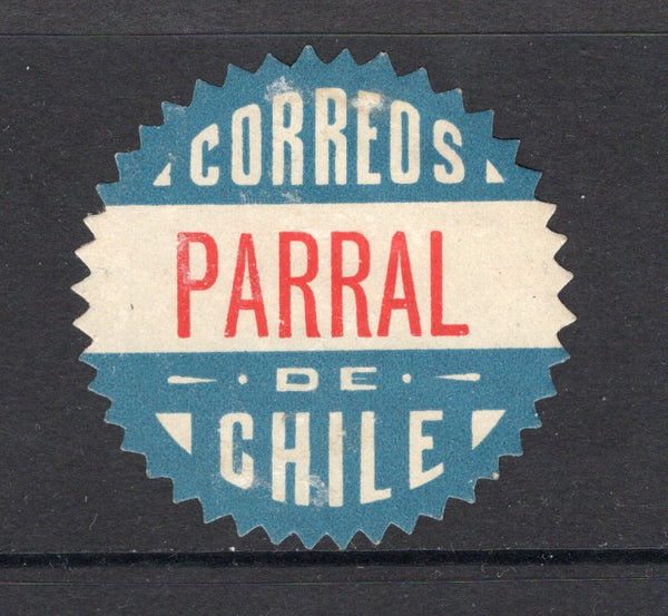 CHILE - 1915 - OFFICIAL SEALS: Blue, red & white 'Sawtooth' OFFICIAL SEAL with PARRAL town name in centre, a fine mint example. Some light paper adherence on front.  (CHI/32527)