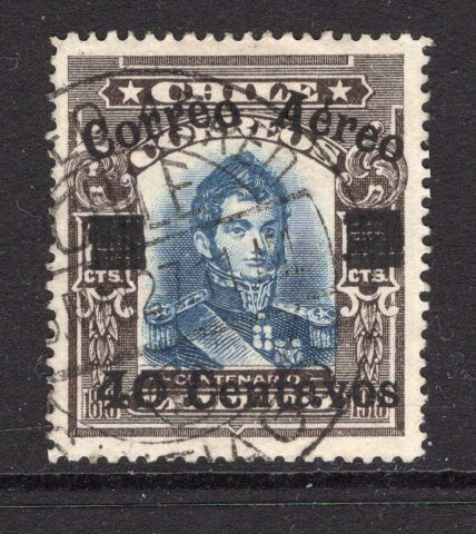 CHILE - 1927 - TESTART AIRMAILS: 40c on 10c blue & black brown 'Testart' AIR overprint issue a very fine cds used copy. (SG 184)  (CHI/38101)