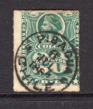 CHILE - 1877 - CANCELLATION: 20c green 'Roulette' issue superb used with complete central strike of PISAGUA thimble cds dated 6 JUN 1887. (SG 53)  (CHI/38786)