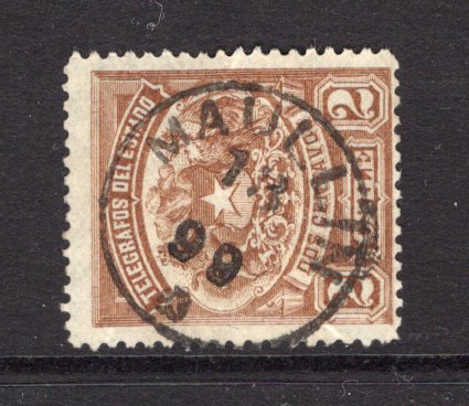 CHILE - 1899 - POSTAL TELEGRAPH & CANCELLATION: 2c brown 'Telegraph' issue (Waterlow printing) used with fine central strike of MAULLIN cds dated 1899. Scarce. (Barefoot #7)  (CHI/38831)