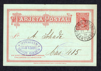 CHILE - 1901 - CANCELLATION: 2c red on greenish blue 'Cabezone' postal stationery card (H&G 22) used with fine strike of CORREO URBANO SANTIAGO cds dated 23 I 1901. Addressed locally.  (CHI/38846)