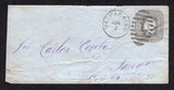 CHILE - 1876 - POSTAL STATIONERY: 5c grey on blue laid paper postal stationery envelope on thin poor quality paper (H&G B11a) used with VALPARAISO duplex cds dated JUN 7 1877. Addressed to SANTIAGO with arrival cds in purple on reverse. Envelope has some wrinkles.  (CHI/38849)