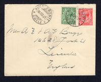 CHILE - 1933 - GREAT BRITAIN USED IN CHILE: Cover with printed 'Pacific Steam Navigation Company' insignia on flap franked with Great Britain 1924 ½d green & 1d scarlet GV issue (SG 418/419) tied by good strike of PUERTO MONTT cds dated 18 FEB 1933 with fine second strike alongside. Addressed to UK with VALDIVIA transit cds on reverse.  (CHI/38894)