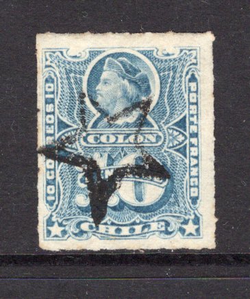 CHILE - 1877 - CANCELLATION: 10c blue 'Roulette' issue used with fine strike of hollow STAR cancel in black. (SG 52)  (CHI/39396)