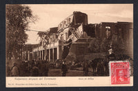 CHILE - 1906 - EARTHQUAKE & POSTCARD: Sepia PPC 'No.14 Valparaiso despues del terremoto - Liceo de Ninas' showing the destroyed Girls High School franked on picture side with 1905 2c carmine (SG 105) tied by light strike of VALPARAISO cds dated 28 VIII 1906. Unaddressed and otherwise fine unused.  (CHI/41536)