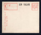 CHILE - 1900 - POSTAL STATIONERY: 15c lilac postal stationery registered envelope (H&G C1a) demonetised with 'SIN VALOR' overprint in black on front and reverse. These envelopes were used for official Post Office business between 1912-1918. A fine unused example. Uncommon.  (CHI/41591)