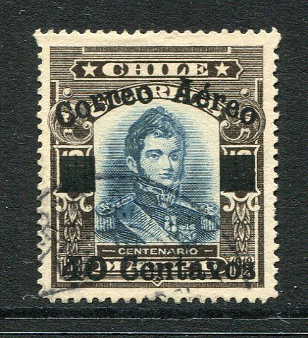 CHILE - 1927 - TESTART AIRMAILS: 40c on 10c blue & black brown 'Testart' AIR overprint issue a very fine cds used copy. (SG 184)  (CHI/748)
