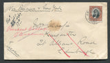 CHILE - 1912 - TRAVELLING POST OFFICES: Cover franked with 1911 20c black & orange 'Presidente' issue (SG 142) tied by fine strike of AMBULANCIA 8 travelling P.O. cds (Iquique - Lagunas line). Addressed to UK with IQUIQUE transit cds on reverse.  (CHI/8299)