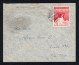 CHILE - 1947 - TRAVELLING POST OFFICES: Cover from EST. MARRUECOS with firms imprint on reverse franked with 1947 40c carmine (SG 374) tied by AMBULANCIA 43 travelling P.O. cds (Santiago - Cartagena line). Addressed to SANTIAGO with light arrival cds on reverse.  (CHI/8312)