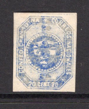 COLOMBIA - 1859 - CLASSIC ISSUES: 20c blue 'First Issue' a fine unused four margin copy. (SG 5)  (COL/1552)