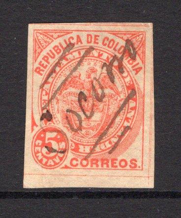 COLOMBIAN STATES - SANTANDER - 1886 - CANCELLATION: 5c red used with SOCORRO manuscript cancel. (SG 5)  (COL/16867)