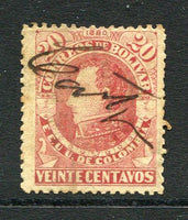COLOMBIAN STATES - BOLIVAR - 1880 - CANCELLATION: 20c red on white wove paper dated '1880' used with CARTAGENA manuscript cancel. (SG 21)  (COL/16905)