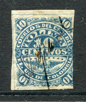 COLOMBIAN STATES - TOLIMA - 1879 - CANCELLATION: 10c blue on greyish paper used with CHAPARRAL manuscript cancel. (SG 19a)  (COL/16954)