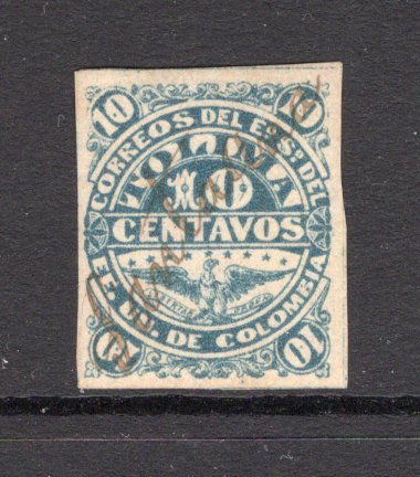COLOMBIAN STATES - TOLIMA - 1879 - CANCELLATION: 10c blue used with SANTA ANA manuscript cancel. Rare. (SG 19)  (COL/16955)